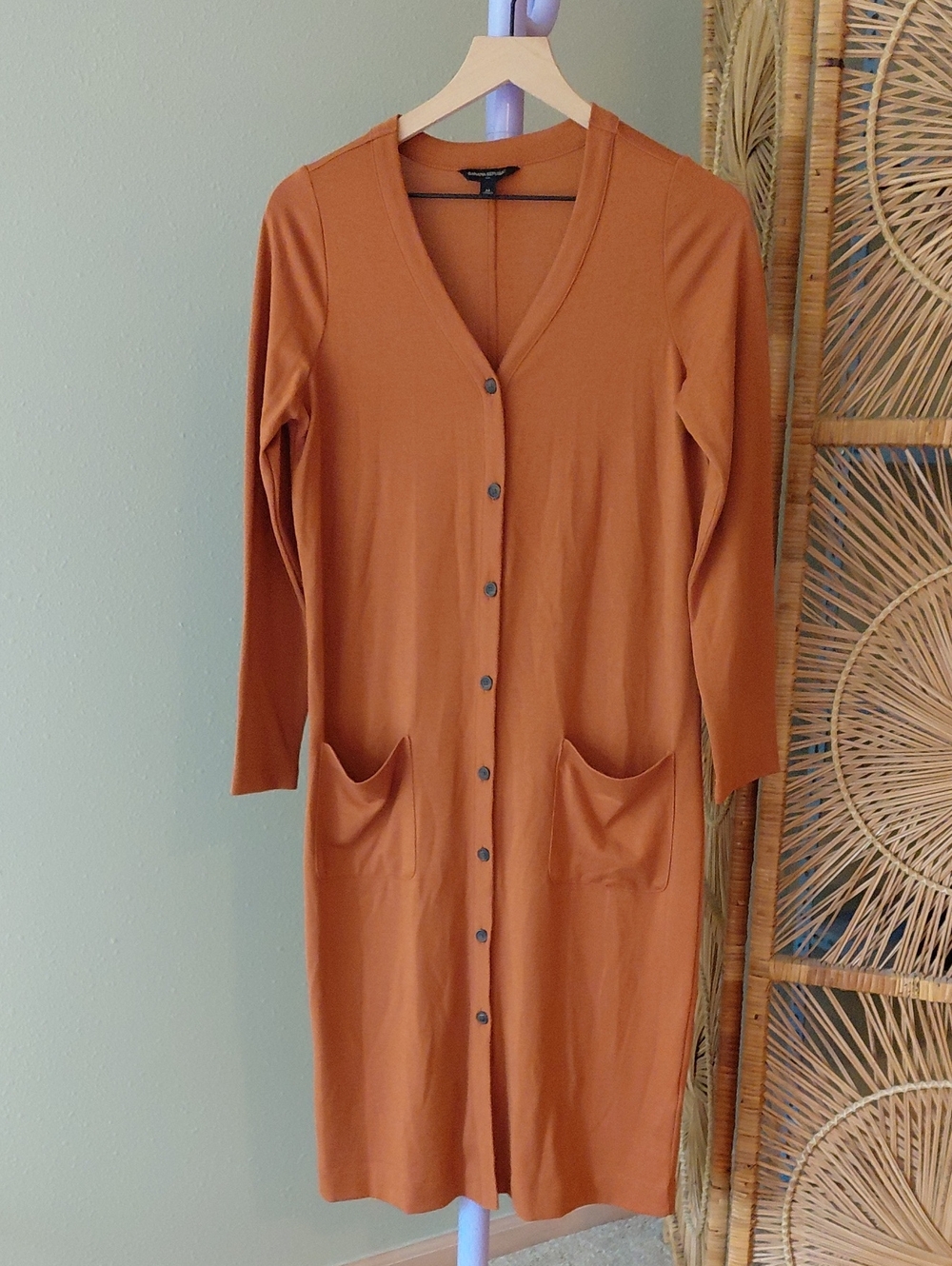 Banana Republic Rust Cardigan Long Sleeve Sweater Dress